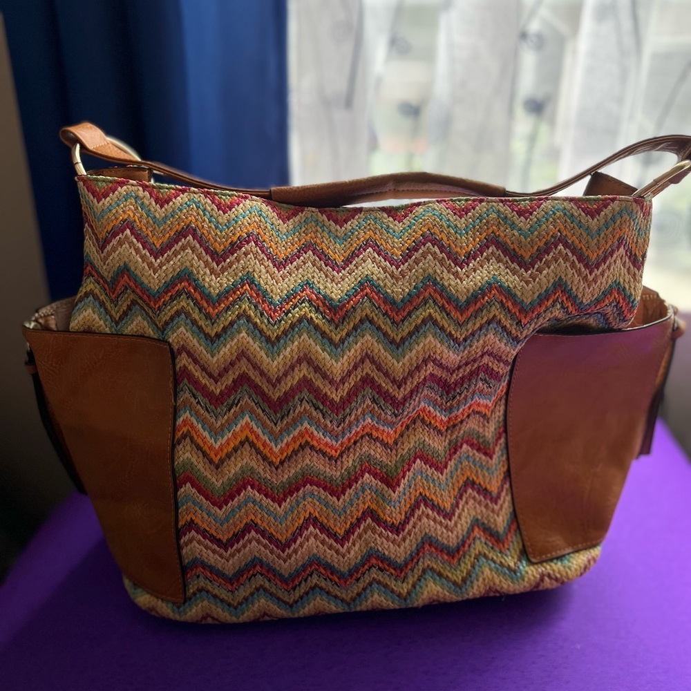 Cato Multicolor Zigzag Patterned Bag - image 1